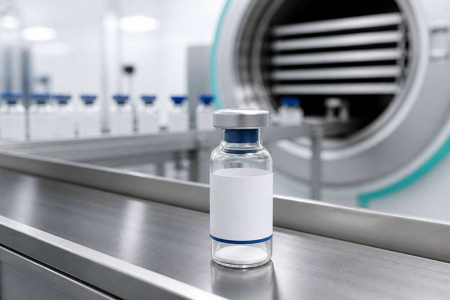 Analyst comparing a peptide vial lot number with a chromatogram and mass spectrum on laboratory monitors